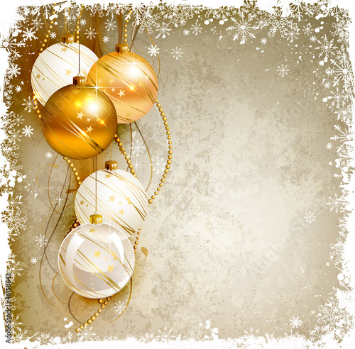 Vector: elegant Christmas background with gold and white evening baubles elegant Christmas background with gold and white evening baubles
