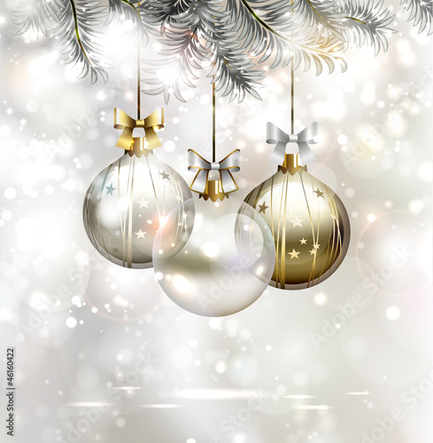 Vector: light Christmas background with three evening balls light Christmas background with three evening balls