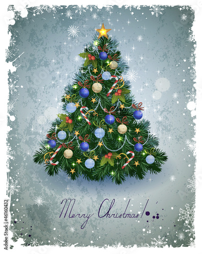 Vector: vintage greeting-card with Christmas fir-tree vintage greeting-card with Christmas fir-tree
