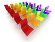 Stuhlreihen farbig 3d