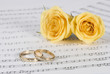 Wedding rings and roses