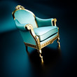 Illustration: Blue and gold vintage ornate chair Blue and gold vintage ornate chair
