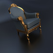 Illustration: Gray and gold vintage ornate chair Gray and gold vintage ornate chair