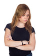 Attractive blond woman with black shirt saddened