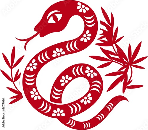 Vector: Chinese paper cut out snake as symbol of year Chinese paper cut out snake as symbol of year