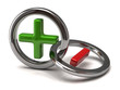 Illustration of positive and negative. Plus and minus.