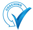 Vector: coaching sur symbole validé bleu coaching sur symbole validé bleu