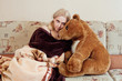 woman with teddy bear