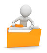 Illustration: 3d man opening folder 3d man opening folder