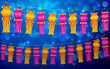 vector illustration of hanging decoration of diwali lamps