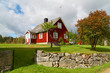 Traditional red Swedish cottage house