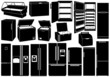 Set of different refrigerators