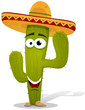 Cartoon Mexican Cactus Character