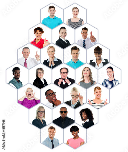 Photo: Headshot collection of multiracial group of people Headshot collection of multiracial group of people