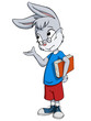 Vector: Little rabbit scientist with book and glasses Little rabbit scientist with book and glasses