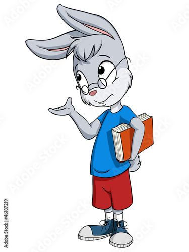 Vector: Little rabbit scientist with book and glasses Little rabbit scientist with book and glasses