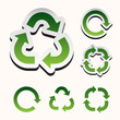 Set of green recycle arrow on white