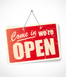 "We're open" sign