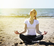 Photo: Vacation Beach Woman Meditating Vacation Beach Woman Meditating