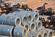 Stacked rusty steel pipe ready for shipment