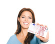 Frau hält einen 10 Euro Schein