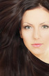 Woman with brown hair, beauty salon background