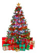 Decorated Christmas tree isolated