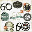 60 years anniversary signs and cards vector design