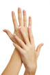 Beautiful woman hands with french manicure, isolated on white