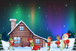 santa clause, kids and reindeer