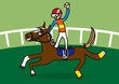 レースに勝利した馬とジョッキーのイラスト