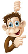Happy cartoon monkey pointing