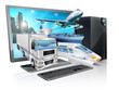 Desktop pc logistics concept