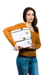 Photo: Beautiful woman with boxes over white Beautiful woman with boxes over white