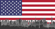 New York City on US flag background. vector fle