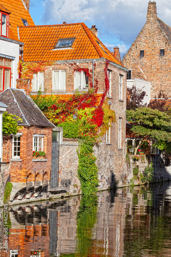 Photo: Classic view of channels of Bruges. Belgium. Classic view of channels of Bruges. Belgium.