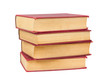 Stack of old books with red covers
