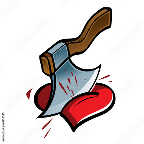 Vector: Big sharp axe choping the heart Big sharp axe choping the heart