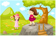 girls with natural meadow