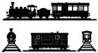 Train silhouette illustrations.