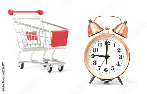 Photo: shopping cart with clock shopping cart with clock