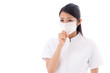 a young asian doctor on white background