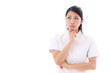 a young asian doctor on white background