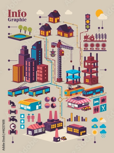 Vector: isometric city info graphic, isometric city info graphic,