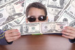 boy blinded by money, studio photo