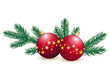 Weihnachtskugeln mit Tannenzweigen