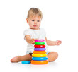 adorable baby playing with color toy