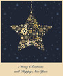 Christmas star from golden snowflakes