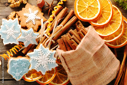 Photo: Christmas homemade gingerbread cookie and spices Christmas homemade gingerbread cookie and spices