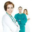 Team of doctors with operating surgeon